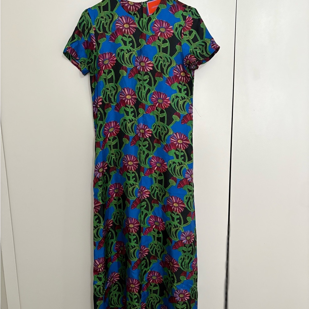 LA DoubleJ Vibrant Floral Maxi Dress in Green and Purple